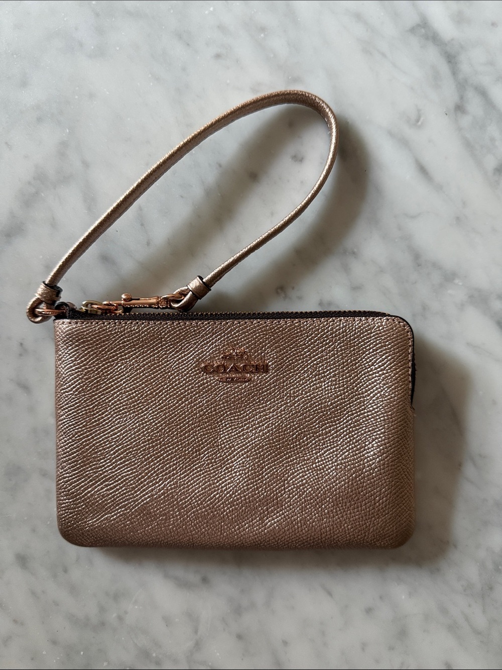 Coach Metallic Rose Gold Wristlet
